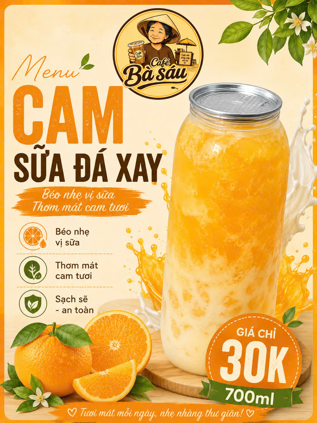 Cam Sữa Đá Xay 700ml